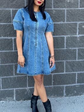 Future Collective | Dresses | New Future Collective Womens Backless Collared Denim Mini Dress Blue Size 28